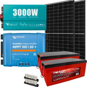 Zestaw Fotowoltaiczny do Grzania Wody 3000W 24V 2 Panele Fotowoltaiczne 2 Akumulatory