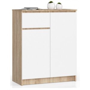 1bde043992fa9018726eb549be6d7091903bf555 Komoda do sypialni, drzwi, szuflada, NOAH, 80x40x99 cm, dąb sonoma, biel, mat