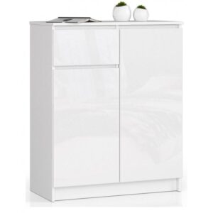 2b2ee57afd54b818e806dcb929edc5c0e3d4c776 Komoda do sypialni, drzwi, szuflada, NOAH, 80x40x99 cm, biel, połysk