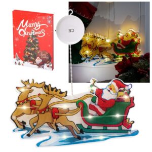 33b251b73844c846225f2397c23ea4810dd8fb63 Lampki LED wisząca ozdoba dekoracja okna świąteczna przyssawka sanie Mikołaja