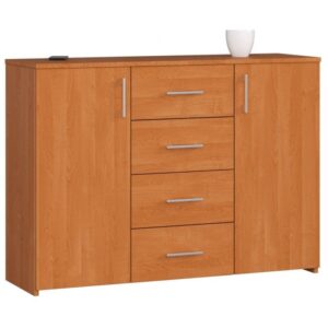 3c89ad38b2b404338702a9401ac28c5931ffcaea Komoda do sypialni, drzwi, 4 szuflady, LENA, 110x35x80 cm, olcha, mat
