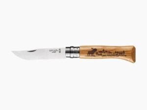4889e137a70ae4ef07b781a8ce6752643fd594d0 Nóż Składany Opinel No 08 Inox Animalia Oak Moose 002627