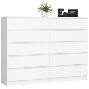528d30ad0a26661ae69da6c7c36bfe41af5f27f7 Komoda do sypialni, 10 szuflad, STILO, 160x40x121 cm, biel, mat