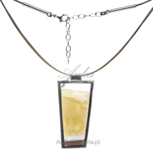 Elegancki naszyjnik srebrny z żółtym bursztynem oraz masą