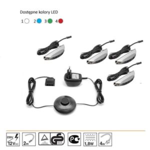 Oświetlenie 4 LED niebieskie High Glossy Furniture
