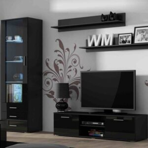 6c2f87ad1d8e91f57836e4ddd6ba639bbcbdc207-1 Meblościanka do salonu czarna mat / połysk 225 cm Simple