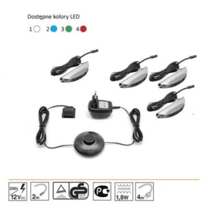 Oświetlenie 4 LED białe High Glossy Furniture