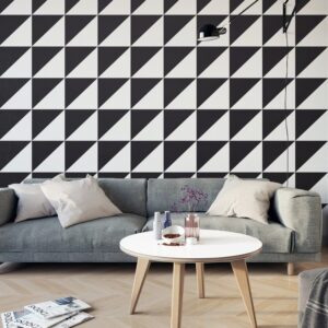 Trójkąty black & white - tapeta designerska , rodzaj - tapeta flizelinowa laminowana