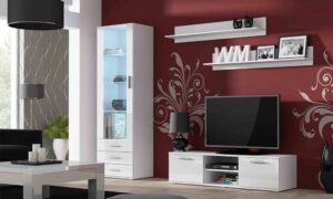 884a531e9846e6d2968ece295b9391984df60de2-1 Meblościanka do salonu biała mat / połysk 225 cm Simple