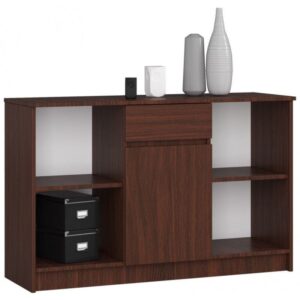 Komoda otwarta, drzwi, szuflada, ELIO, 120x40x77 cm, wenge, mat