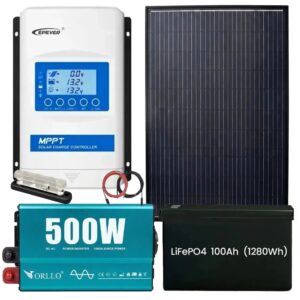 Zestaw Fotowoltaiczny 0.5kW na Działkę Akumulator 100Ah do Samodzielnego Montażu OFF GRID