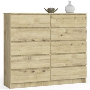 aac532a59ea215a69261096f0f03961b12751692 Komoda do sypialni, STILO, 10 szuflad, 140x40x121 cm, dąb artisan, mat