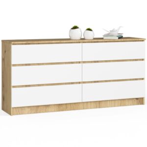 c9c43c02f916958dd67653c16cd9ffe95ffedad5 Komoda do sypialni, STILO, 6 szuflad, 160x40x77 cm, dąb artisan, biel, mat