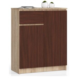 ebca7794685909e66440de086dd98d1b0b434abf Komoda do sypialni, drzwi, szuflada, NOAH, 80x40x99 cm, dąb sonoma, wenge, mat