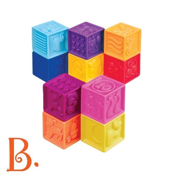 6f0194f4b8b05a05af7dcaea04baec7a8dec0dc7 B.toys - One Two Squeeze – Zestaw 10 miękkich kolorowych klocków sensorycznych - miętowy